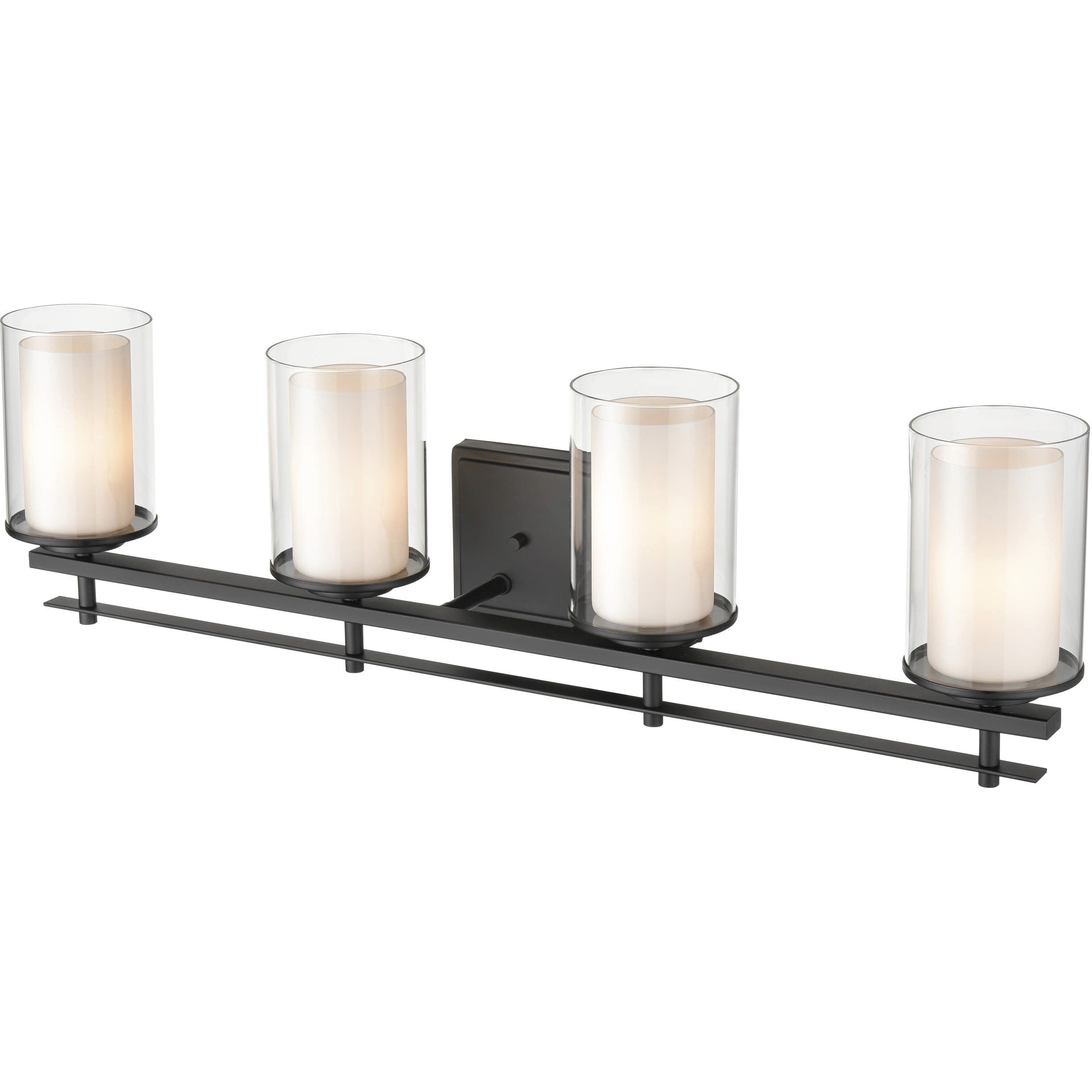 Huderson 4 Light 31 inch Matte Black Bathroom Vanity Light Wall Light